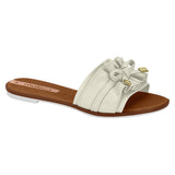 Moleca 5297-446 Ruffled Slip-on Sandal in White