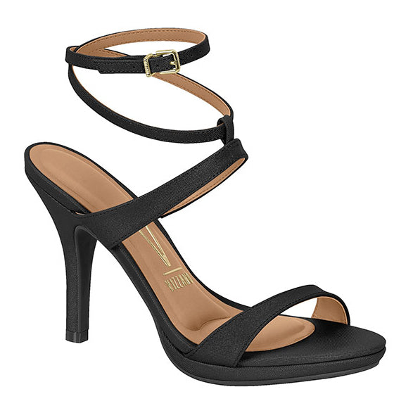 Vizzano 6210-1014 High Heel Strappy Sandal in Black Napa Glitter