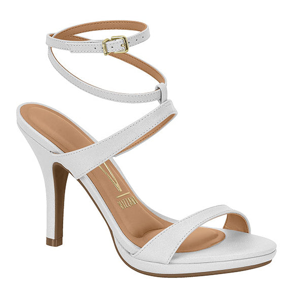 Vizzano 6210-1014 High Heel Strappy Sandal in White Napa Glitter