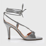 Vizzano 6249-781 Strappy High Heel Sandal in Silver Metal Lizard