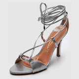 Vizzano 6249-781 Strappy High Heel Sandal in Silver Metal Lizard