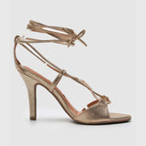 Vizzano 6249-781 Strappy High Heel Sandal in Golden Metal Lizard