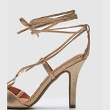 Vizzano 6249-781 Strappy High Heel Sandal in Golden Metal Lizard