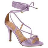 Vizzano 6249-781 Strappy High Heel Sandal in Pink Metal Lizard