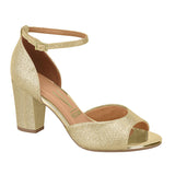 Vizzano 6262-406 Evening Block Heel Sandal in Golden Glitter