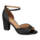 Vizzano 6262-406 Evening Block Heel Sandal in Black Glitter