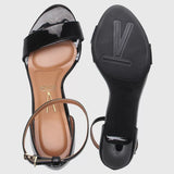 Vizzano 6276-416 Mid Heel Sandal in Black Patent