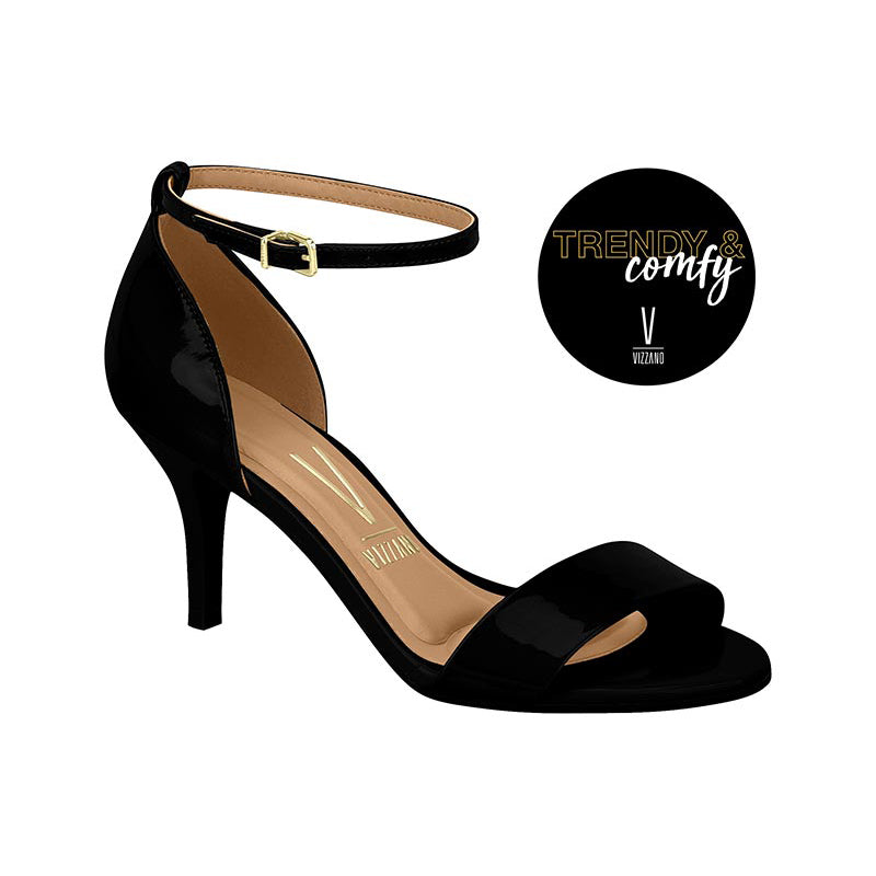 Vizzano 6276-416 Mid Heel Sandal in Black Patent