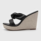 Vizzano 6283-2067 Wedge Sandal in Black Napa