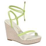 Vizzano 6283-2082 Strappy Wedge Sandal in Green/Off White Napa