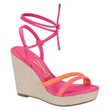 Vizzano 6283-2082 Strappy Wedge Sandal in Pink/Orange Napa