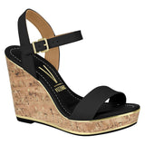 Vizzano 6283-4700 Wedge Sandal in Black Napa