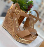 Vizzano 6283-4700 Wedge Sandal in Camel Napa