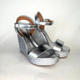 Vizzano 6283-5500 Wedged Sandal in Silver Napa