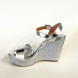 Vizzano 6283-5500 Wedged Sandal in Silver Napa