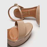 Vizzano 6292-200 High Heel Platform Sandal in Beige Patent