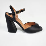 Vizzano 6403-203 Block Heel Sandal in Black Napa