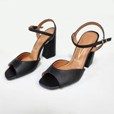 Vizzano 6403-203 Block Heel Sandal in Black Napa