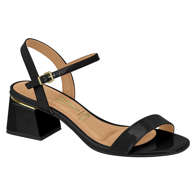 Vizzano 6428-101 Low Heel Sandal in Black Patent