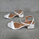 Vizzano 6428-101 Low Heel Sandal in White Patent