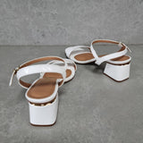 Vizzano 6428-101 Low Heel Sandal in White Patent