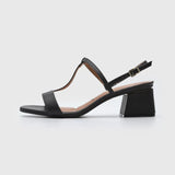 Vizzano 6428-112 Block Heel T-Bar Sandal in Black Napa