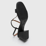 Vizzano 6428-112 Block Heel T-Bar Sandal in Black Napa