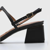 Vizzano 6428-112 Block Heel T-Bar Sandal in Black Napa