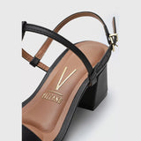 Vizzano 6428-112 Block Heel T-Bar Sandal in Black Napa