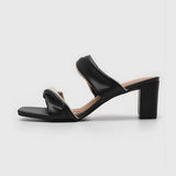 Vizzano 6430-118 Block Heel Slip-on Sandal in Black Napa