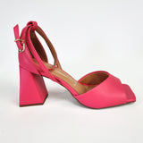 Vizzano 6464-106 Strappy Block Heel Sandal in Pink Gloss Napa