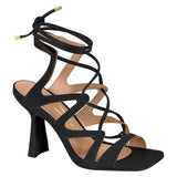 Vizzano 6483-104 Strappy Lace-up Heeled Sandal in Black Napa