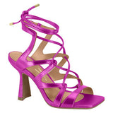 Vizzano 6483-104 Strappy Lace-up Heeled Sandal in Metallic Pink Napa