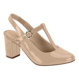 Modare 7377-107 Block Heel T-Bar Pump in Beige Patent