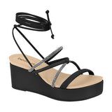 Beira Rio 8407-120 Strappy Wedge Sandal in Black
