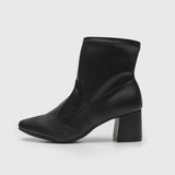 Beira Rio 9076-100 Block Heel Ankle Boot in Black Napa Stretch