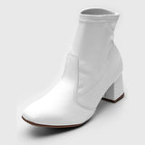 Beira Rio 9076-100 Block Heel Ankle Boot in White Napa Stretch