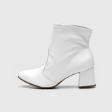 Beira Rio 9076-100 Block Heel Ankle Boot in White Napa Stretch