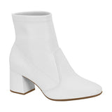 Beira Rio 9076-100 Block Heel Ankle Boot in White Napa Stretch