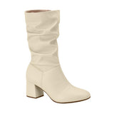 Beira Rio 9076-102 Mid-Calf Scrunched up Boot in Cream Napa