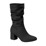 Beira Rio 9076-102 Mid-Calf Scrunched up Boot in Black Napa