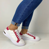 Vizzano 1354-111 White Sole Sneaker in White/Cherry Napa