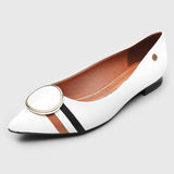 Vizzano 1206-262 Pointy Toe Flat in White Napa