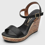 Vizzano 6283-4700 Wedge Sandal in Black Napa